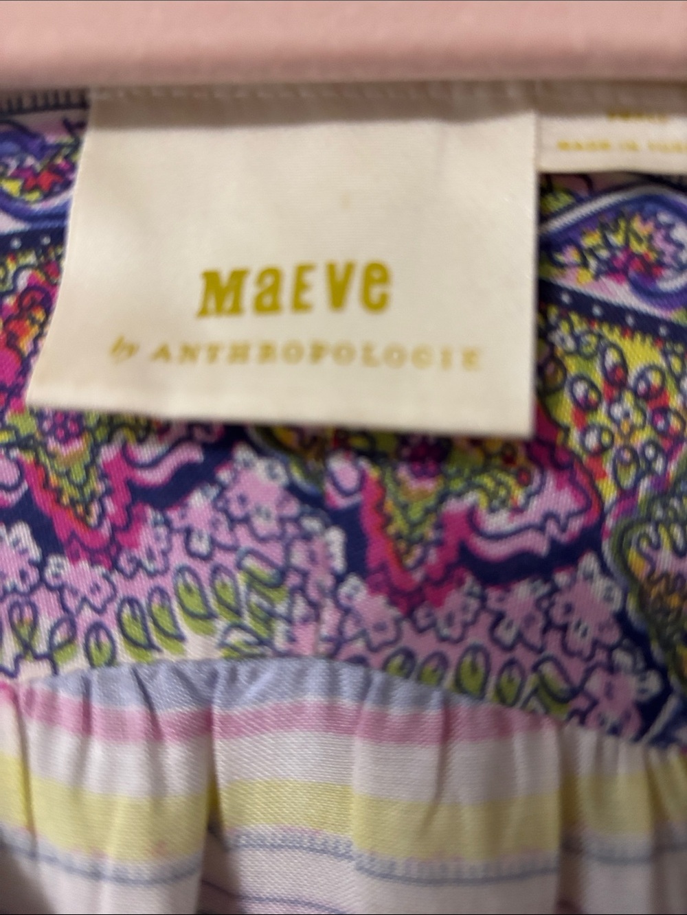Anthropologie Maeve size S  Floral Stripe V-Neck Peasant Blouse - Picture 5 of 6